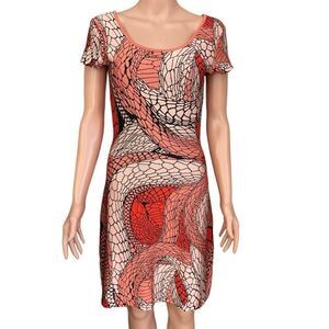 Issa London Orange Patterned Jacquard fit and flare Skater Dress size M